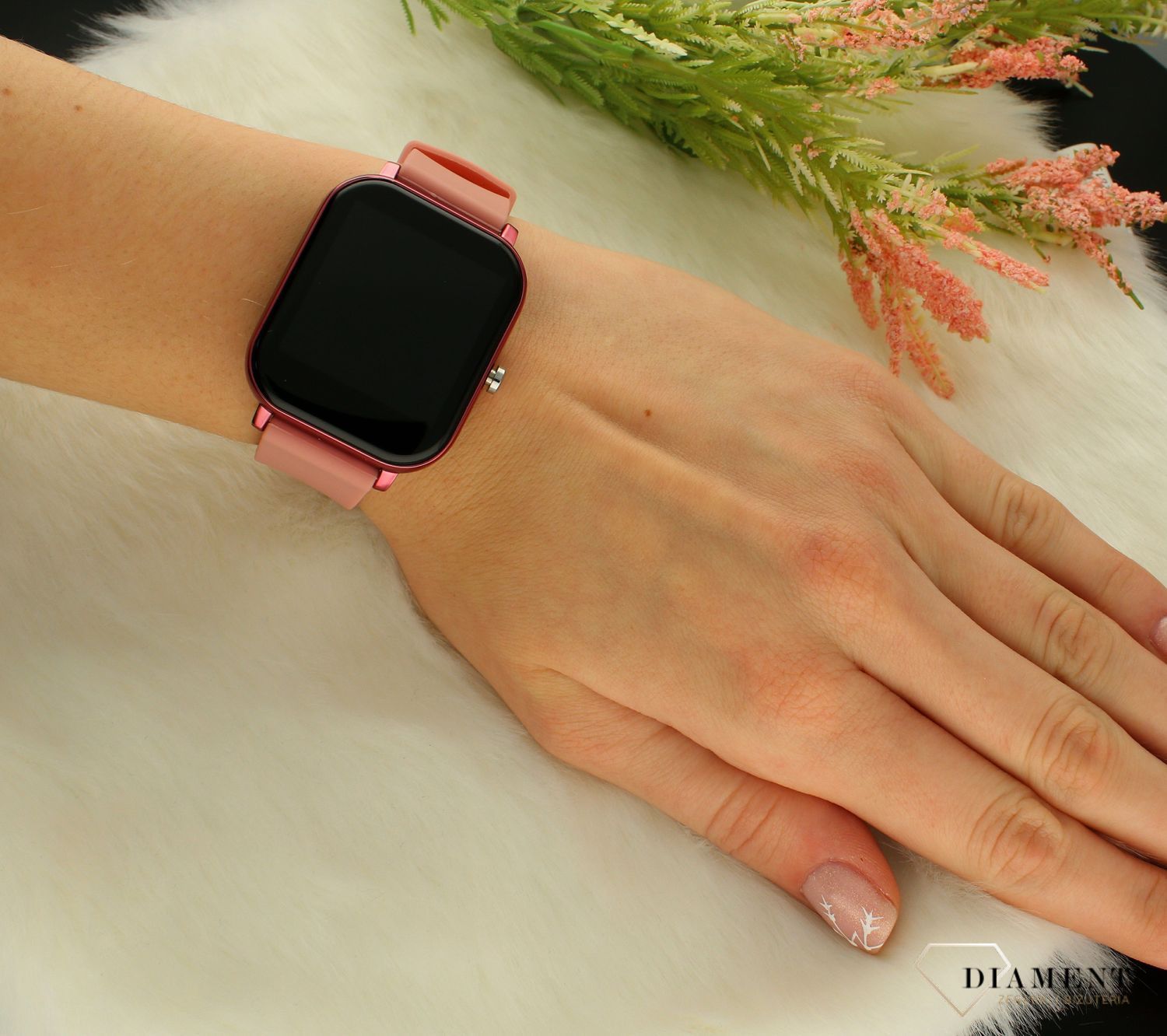 Zegarek Smartwatch damski Hagen SET HD10 różowy z wymiennym paskiem (3).jpg